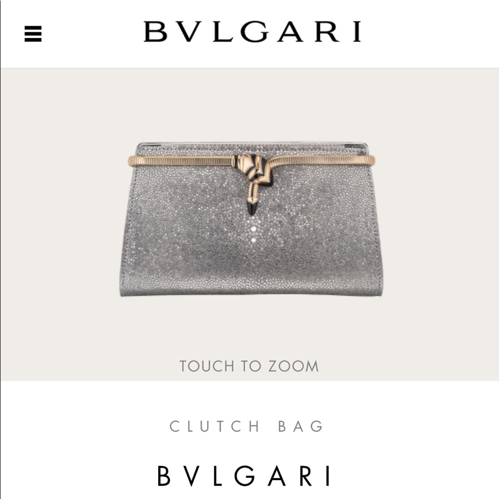 Bvlgari Serpenti "Tubogas" Stingray Lizard Metallic Chain Clutch. NEW WITH BOX - Picture 8 of 15